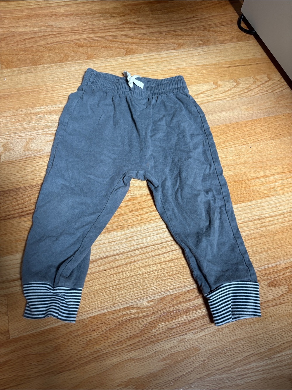 Tea Collection Gray Joggers with Striped Cuffs